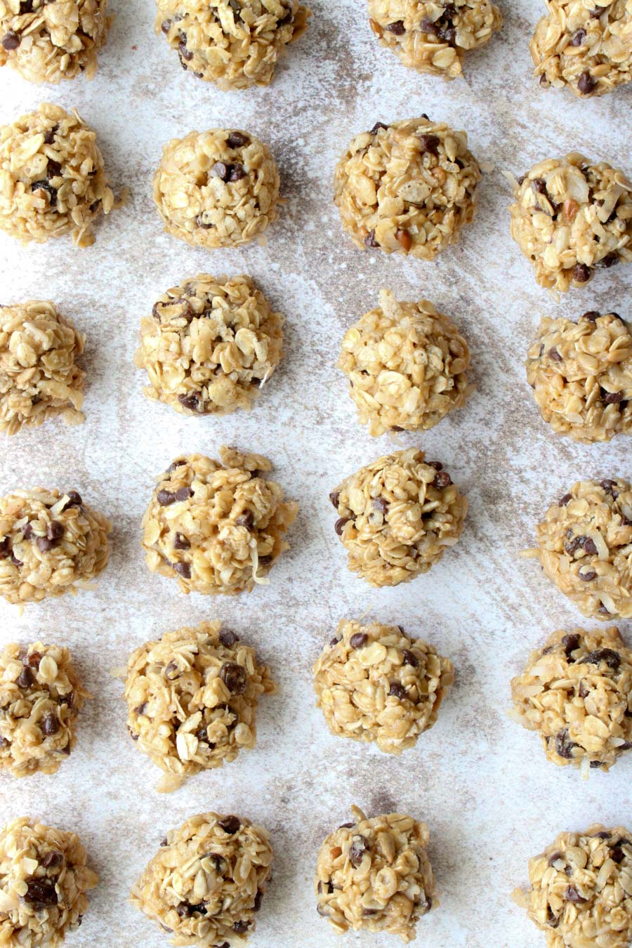 Peanut Butter Balls lined up in rows