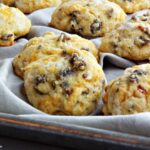 A close up of food, with Cornbread