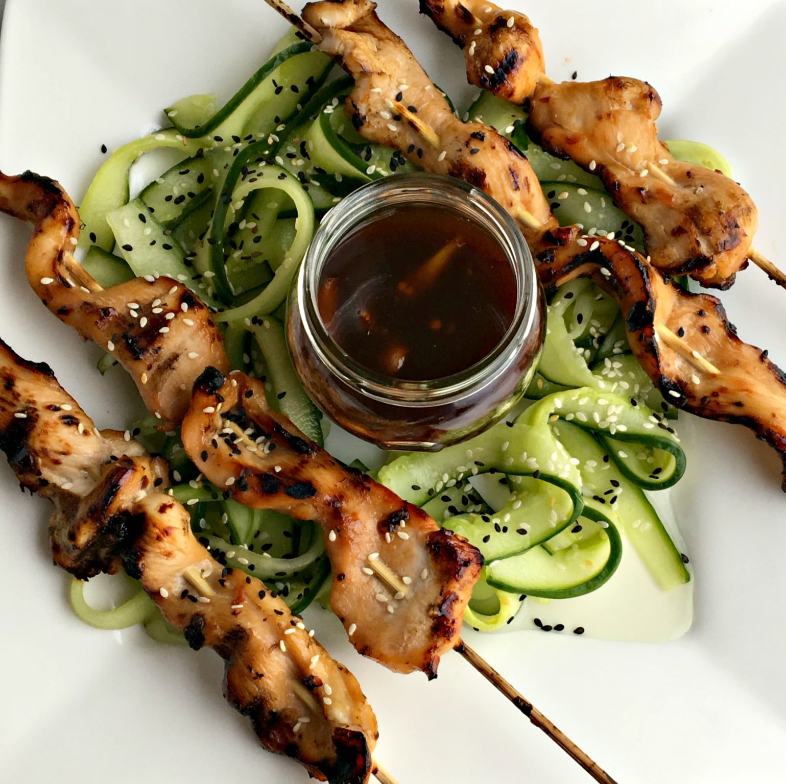 Yakitori, chicken yakitori, chicken on a skewer, grilled chicken, Japanese food