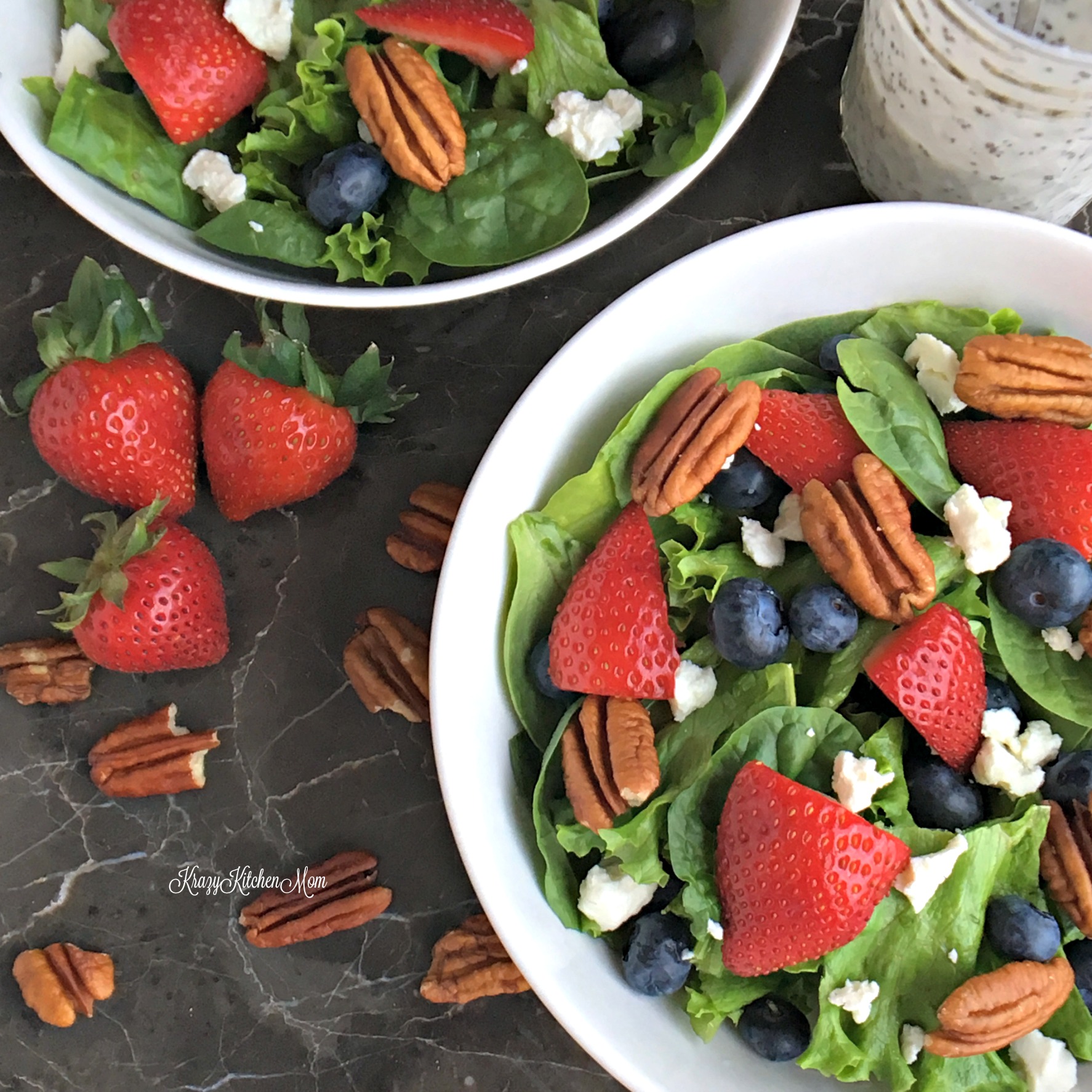 Red, White and Blue Spinach Berry Salad