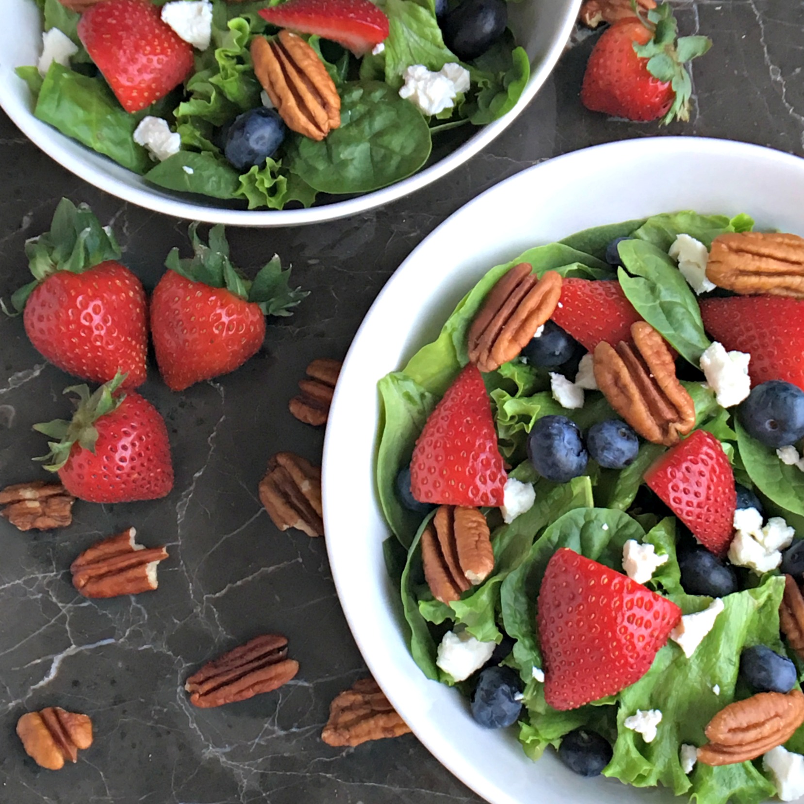 Red, White and Blue Spinach Berry Salad