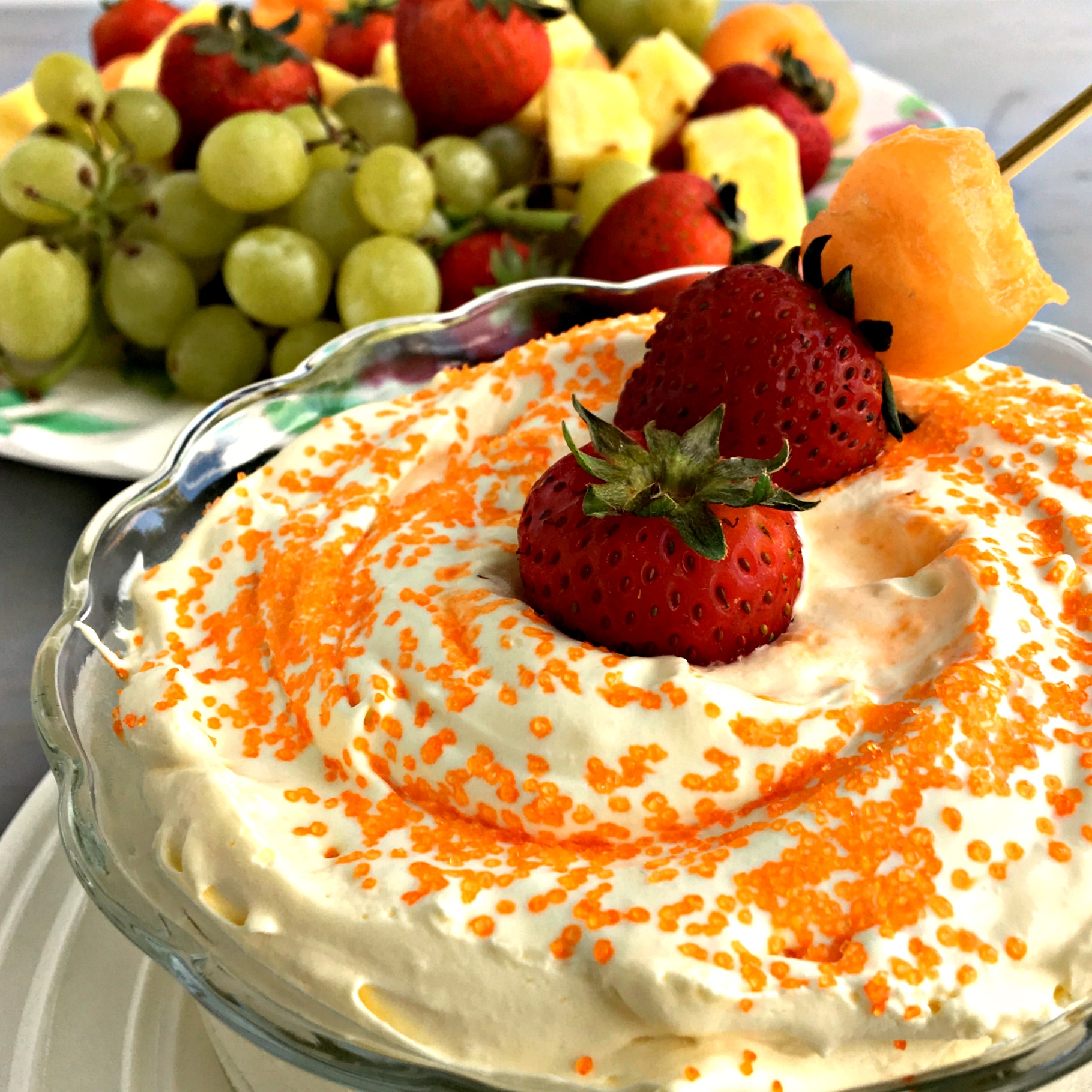 Orange Cream Fruit Dip with M&M's® Crispy