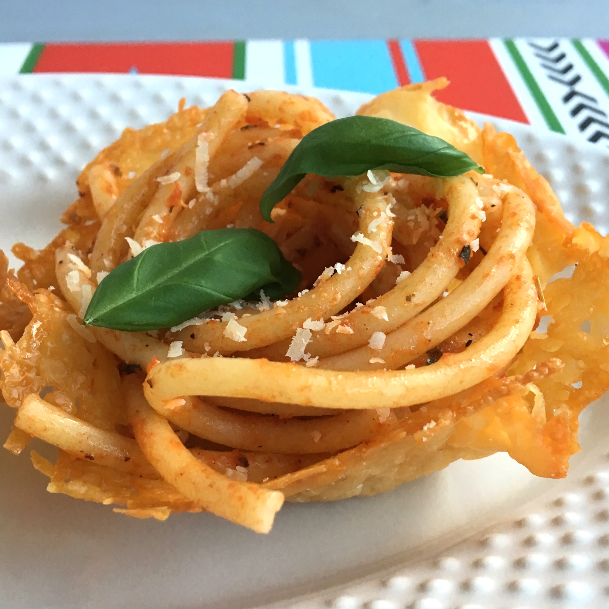 Heirloom Tomato Caprese Frico Cups