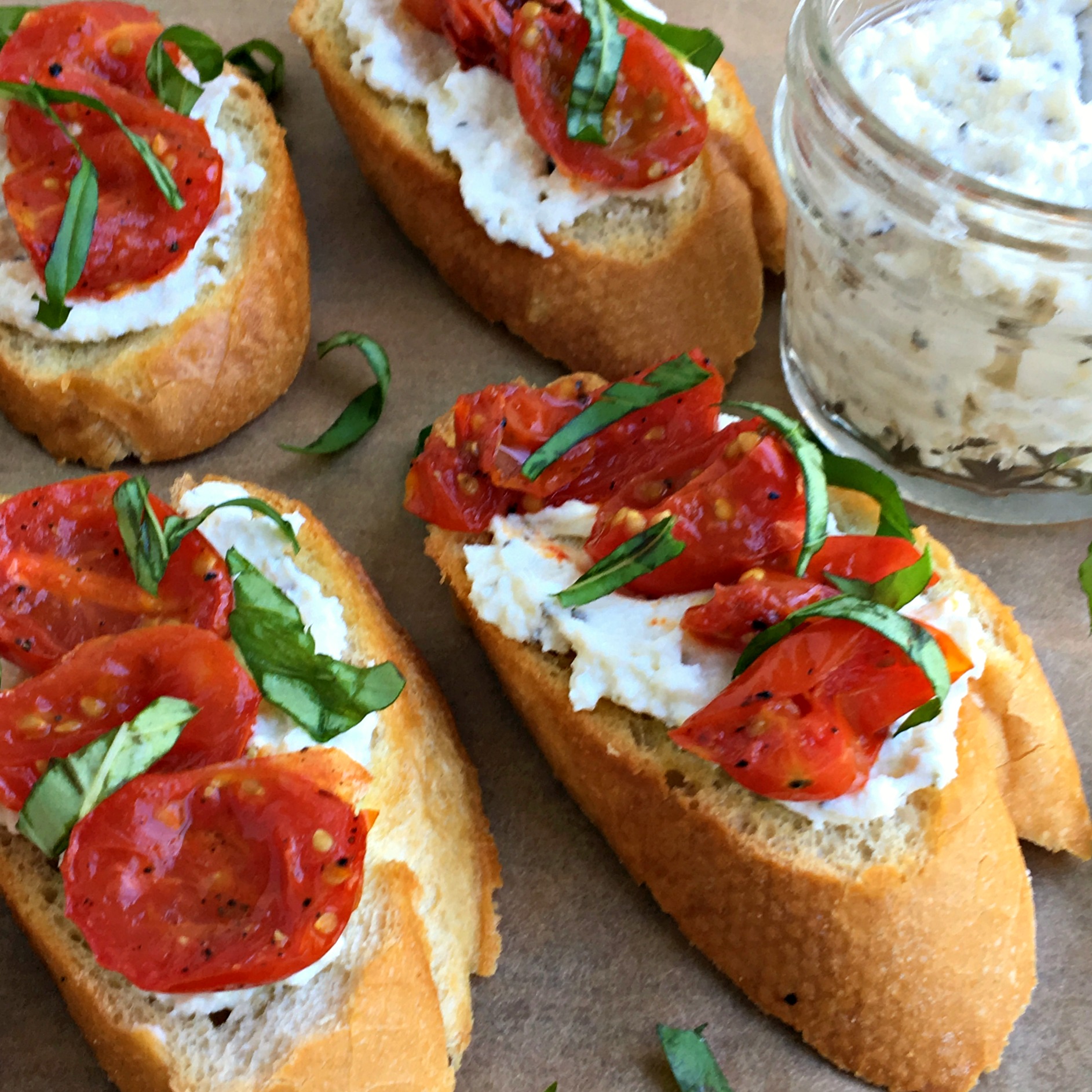 Roasted Tomato Ricotta Crostini