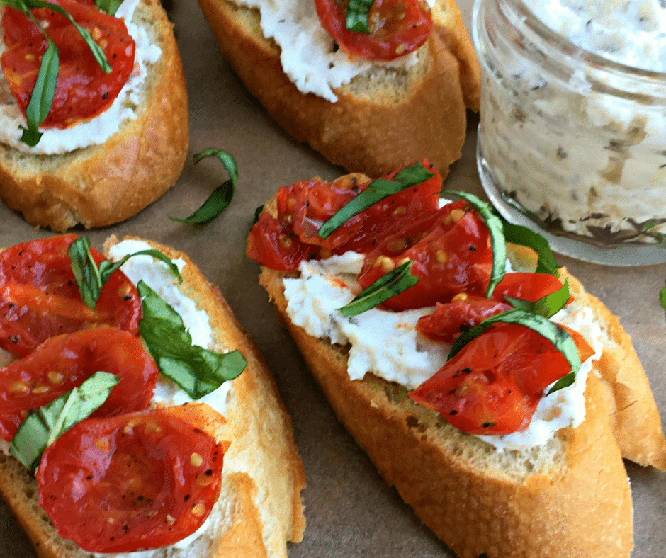 Roasted Tomato Ricotta Crostini