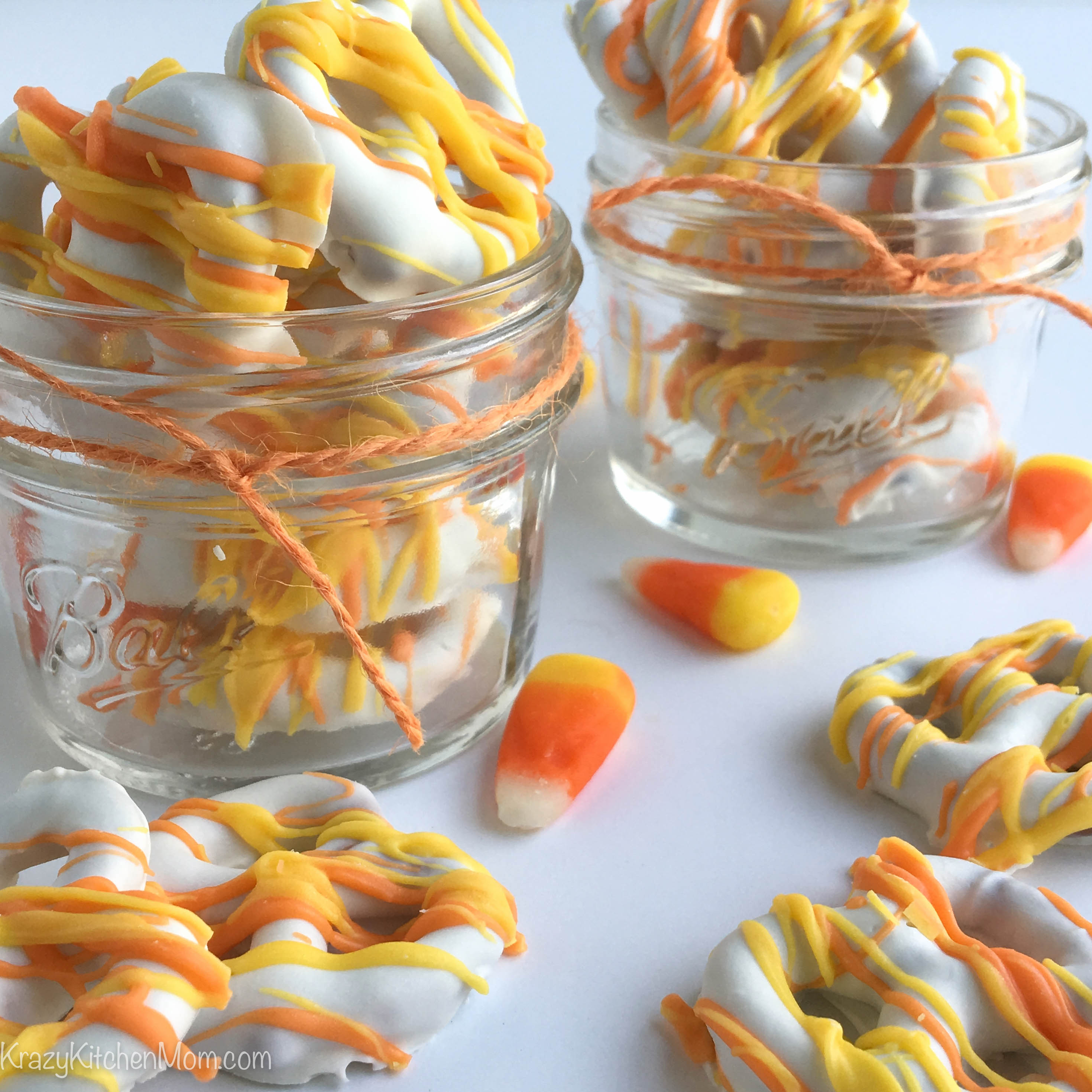 Halloween Candy Corn Chocolate Covered Pretzels