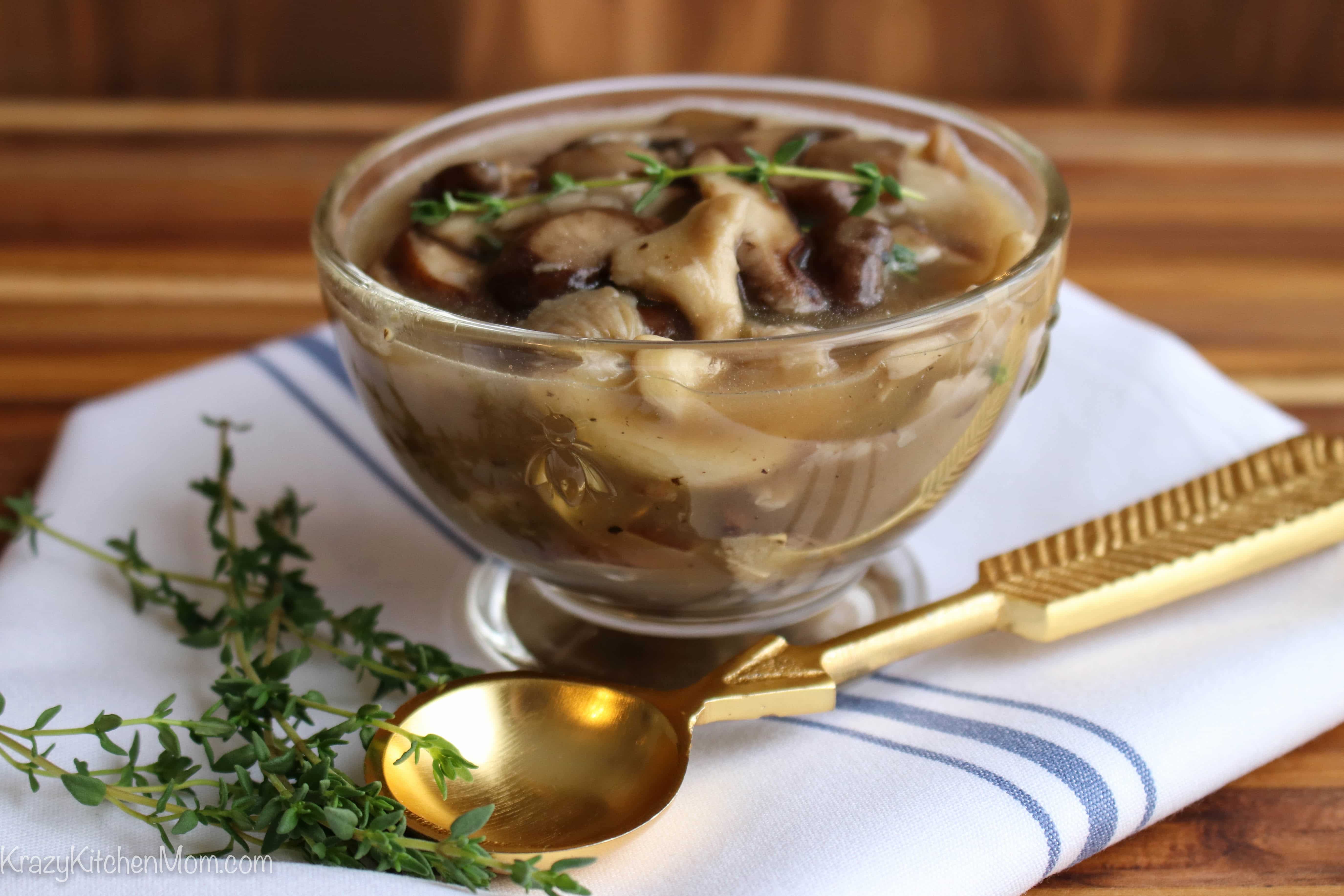 Ten Minute Herb Mushroom Sauce with spoon