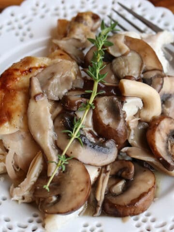 Ten Minute Mushroom Sauce on Baked Chicken