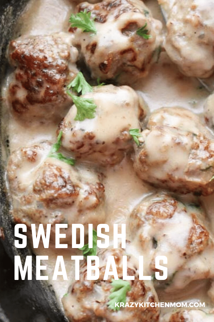 Swedish Meatballs are made with the warm taste of winter spices like nutmeg, allspice, cardamom, and ginger. Then they are bathed in a creamy white sauce. It doesn't get any better. via @krazykitchenmom