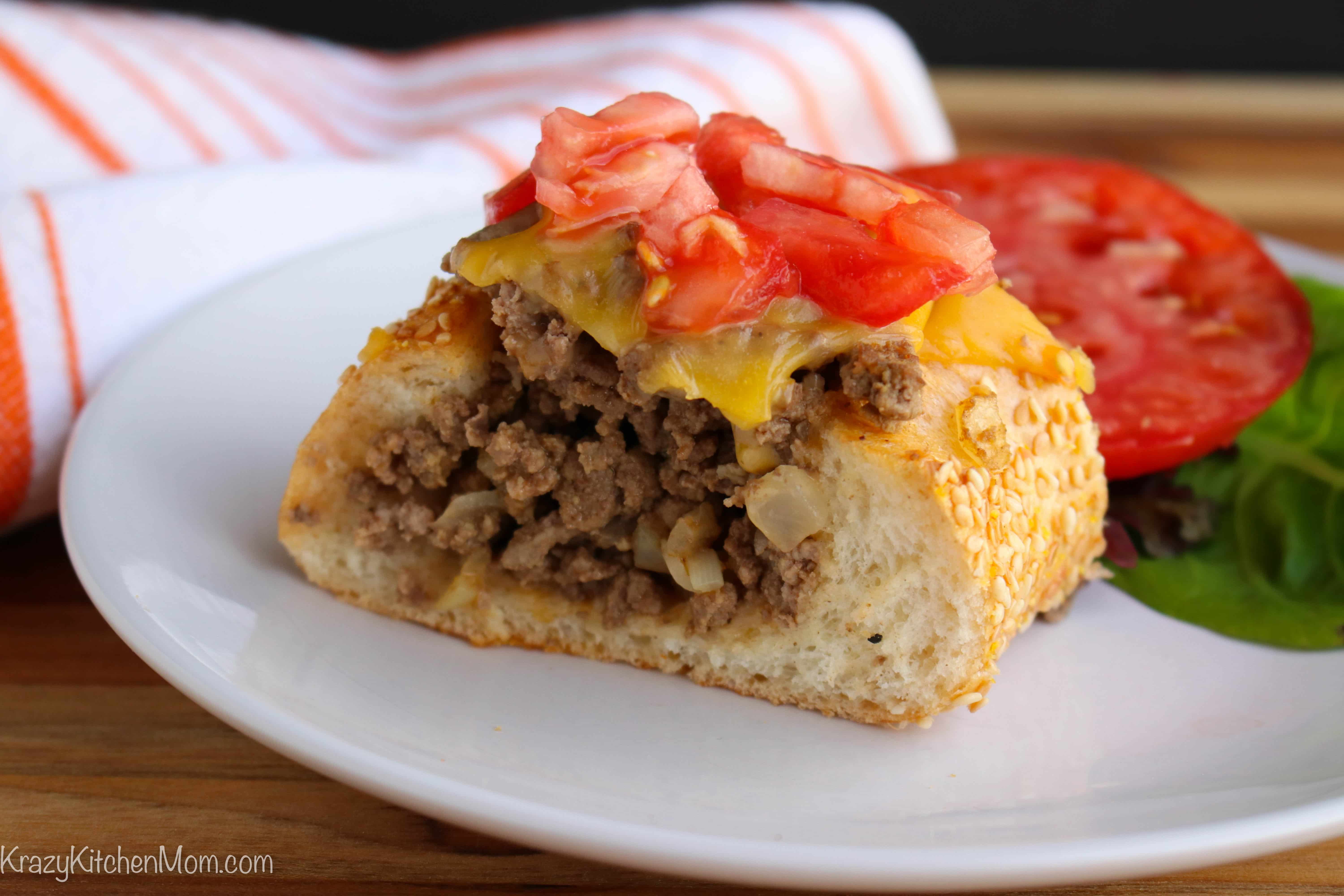 Cheeseburger Stuffed French Bread Krazy Kitchen Mom