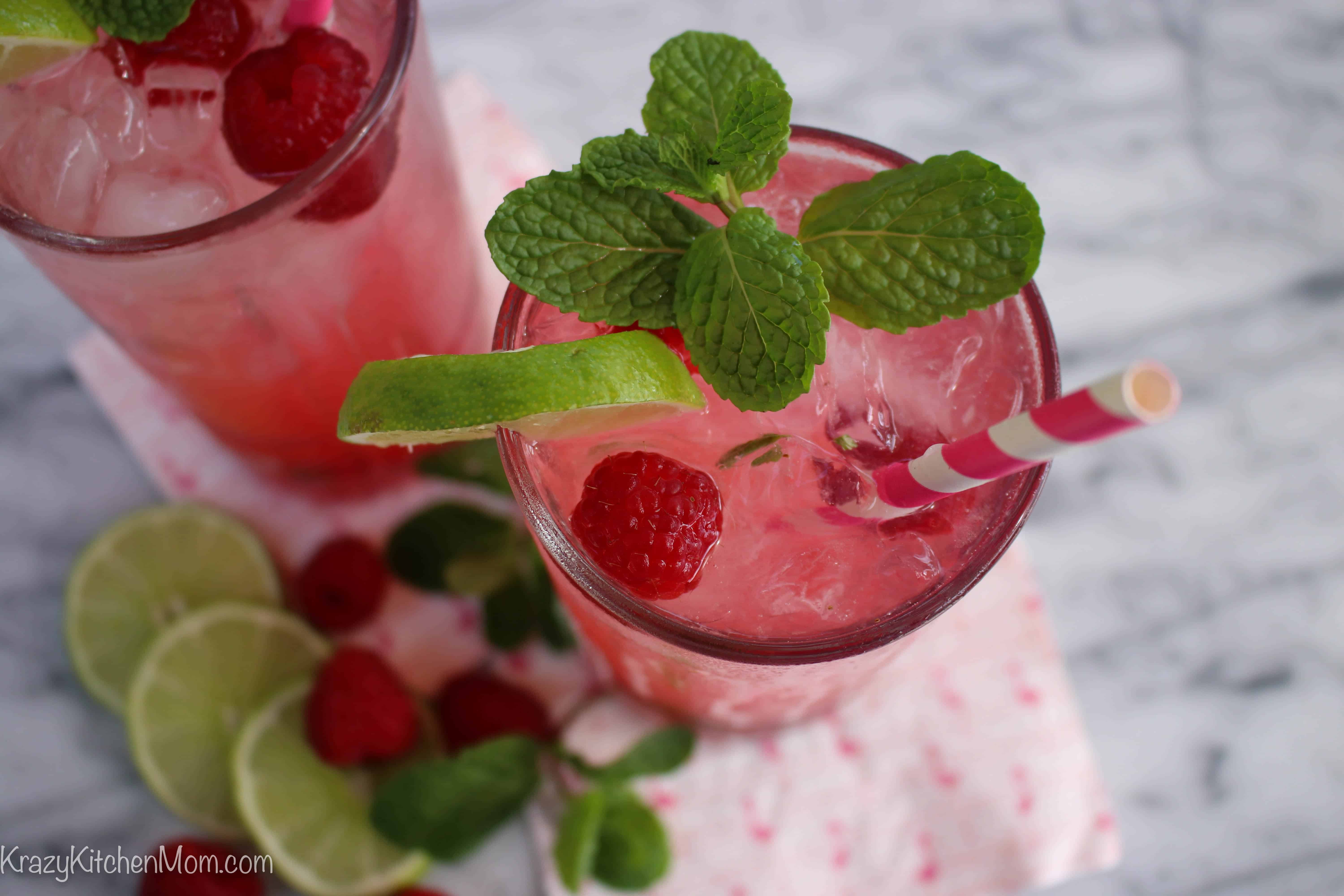 Fresh Raspberry Mojitos