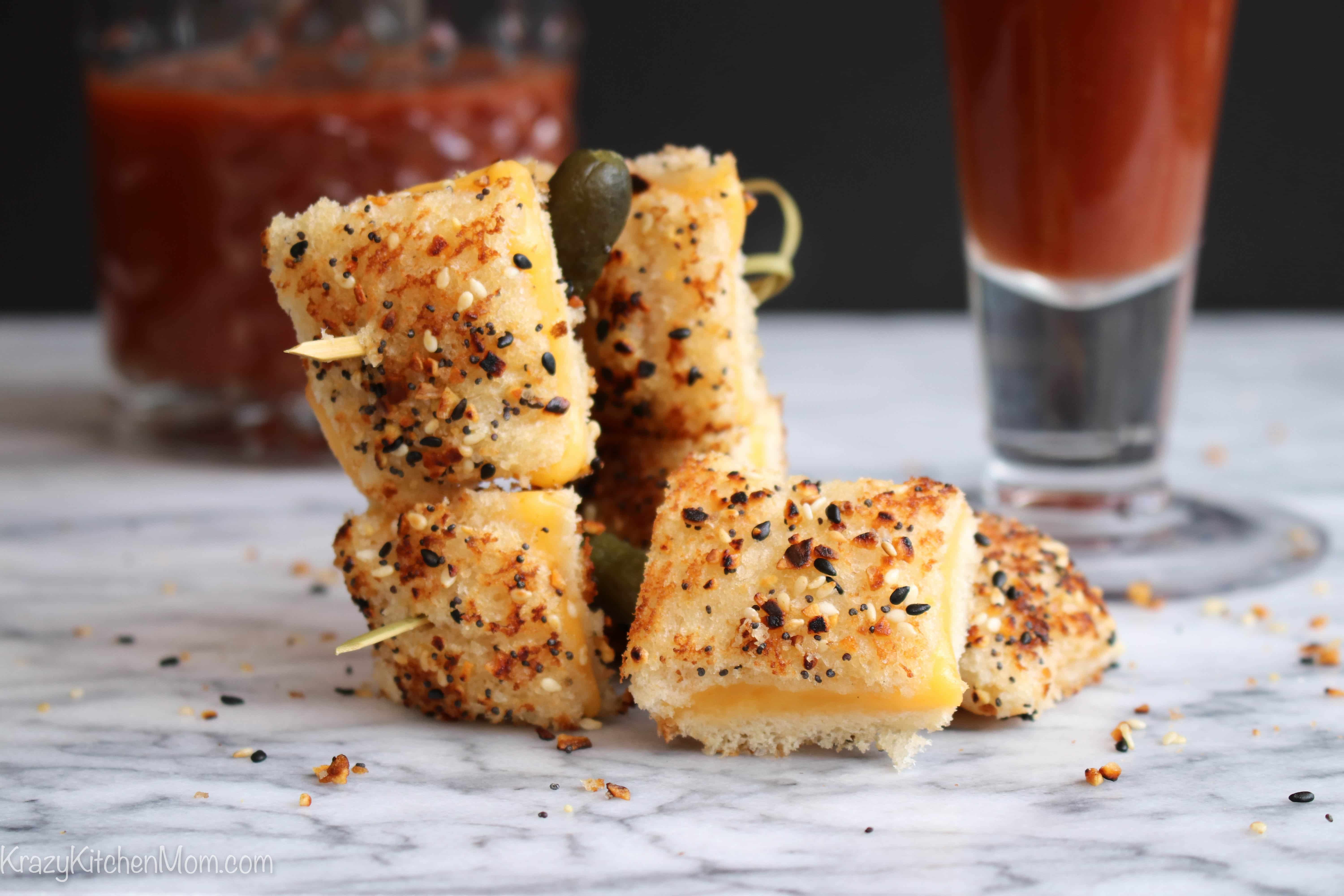 Everything Bloody Mary with Everything Grilled Cheese Bites D Krazy
