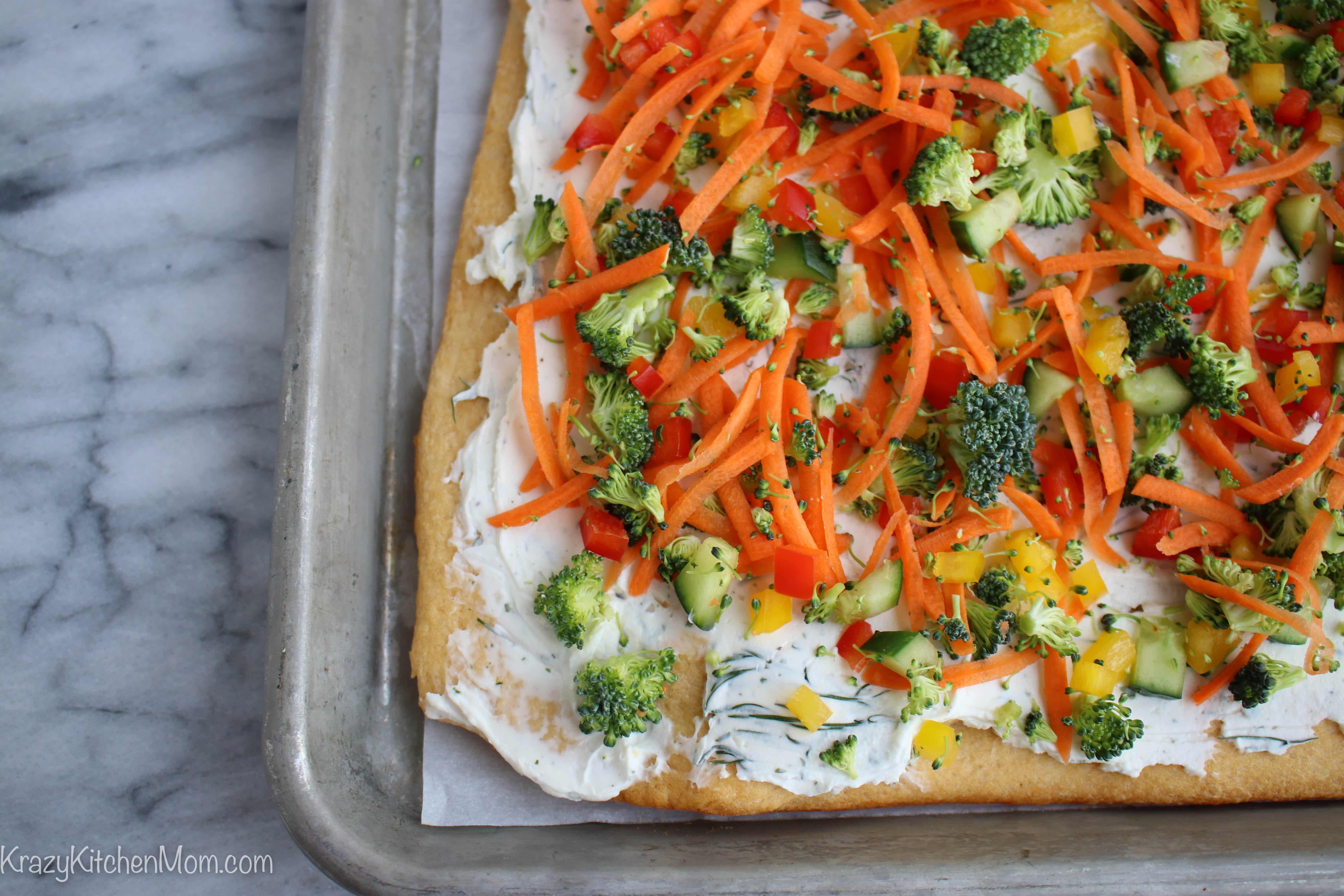 Crescent Roll Veggie Pizza | Fan Favorite | Krazy Kitchen Mom