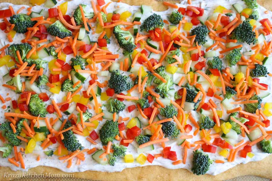 Crescent Roll Veggie Pizza | Fan Favorite | Krazy Kitchen Mom