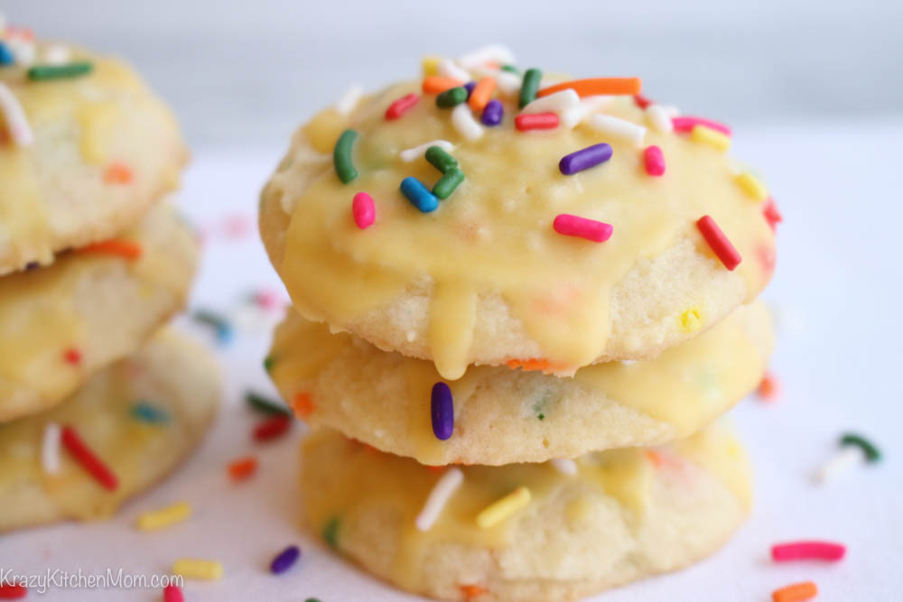 Lemon Glazed Funfetti Sugar Cookies