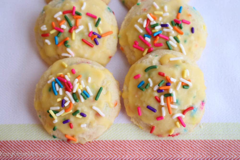 Lemon Glazed Funfetti Sugar Cookies