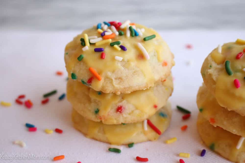 Lemon Glazed Funfetti Sugar Cookies