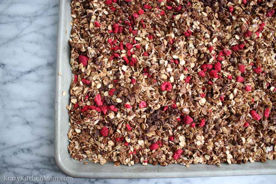 Tray of Chocolate Raspberry Granola