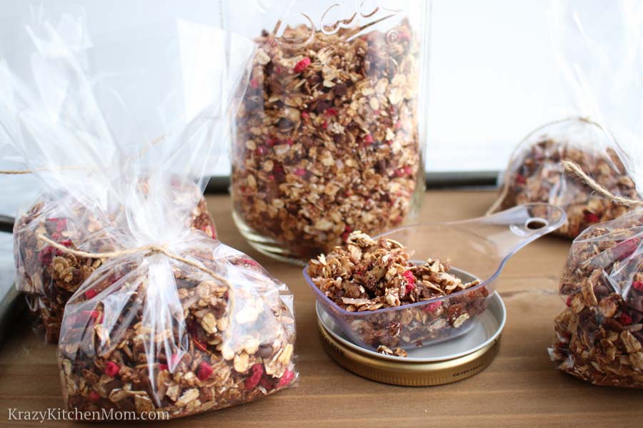 Packages of Chocolate Raspberry Granola