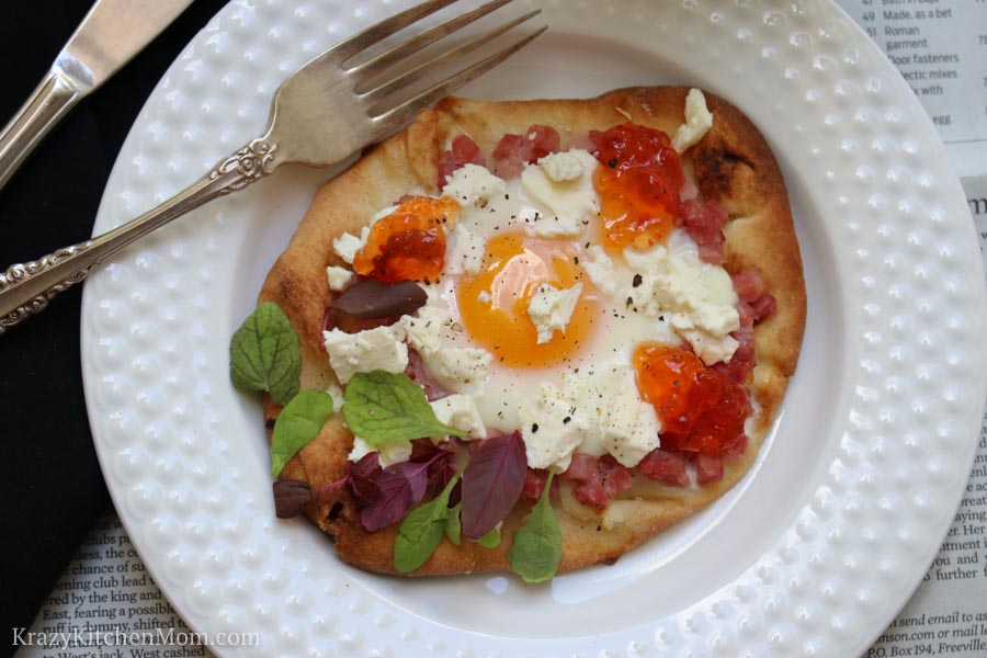 Breakfast Flatbread with Pepper Jelly