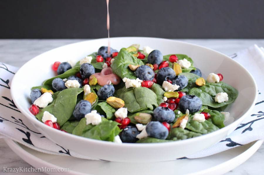 Spinach Salad with Pomegranate Poppy Seed Dressing