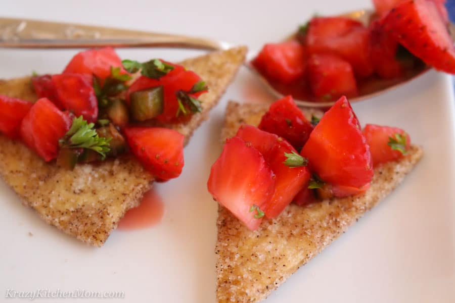 Strawberry Salsa on a chip