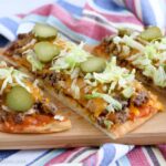 Cheeseburger Flatbread Pizza Sliced