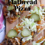 Cheeseburger Flatbread Pizza Sliced