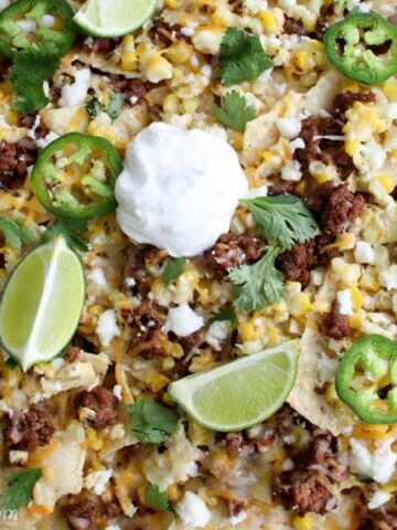 Tray of Mexican Street Corn Nachos