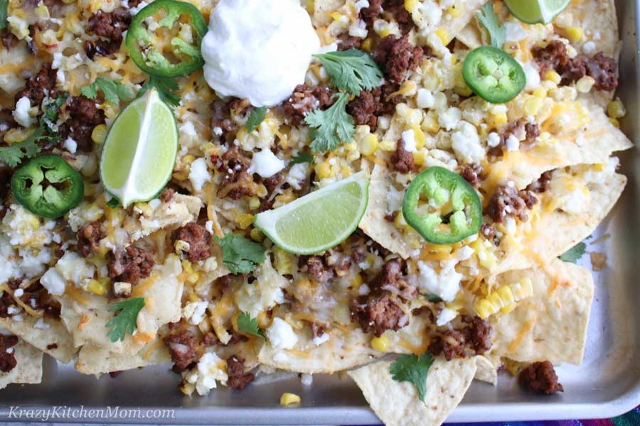 Tray of Mexican Street Corn Nachos