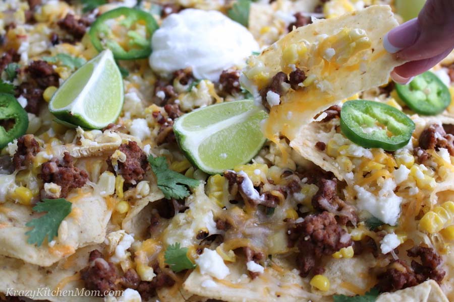 Tray of Mexican Street Corn Nachos