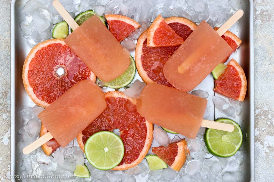Popsicles on ice with fruit 