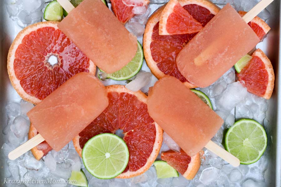 Popsicles on ice with fruit 