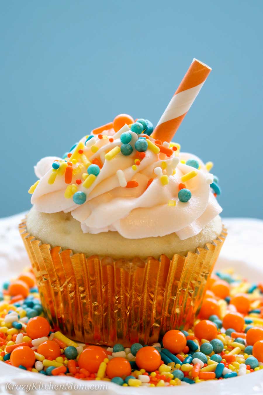 Aperol Spritz Cupcakes close up