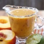 Grilled Peach Salad Dressing in a serving dish