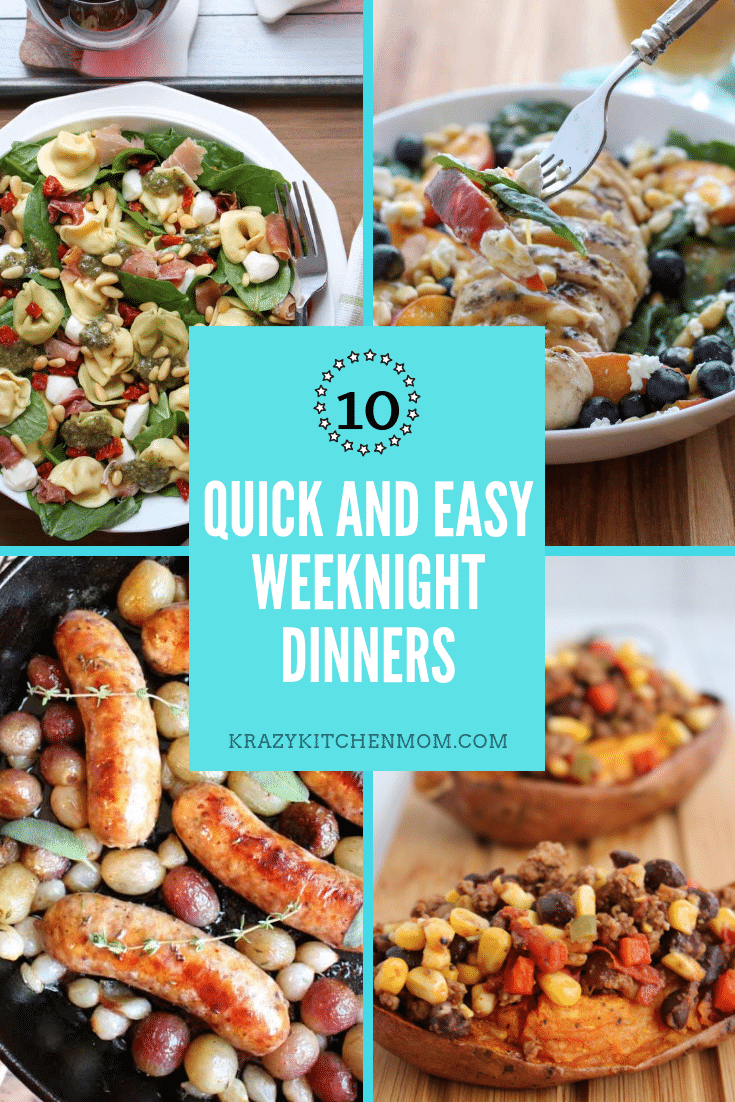 It's back to school time and everyone is busy so I have Ten delicious quick and easy weeknight dinner recipes that everyone is going to love. via @krazykitchenmom