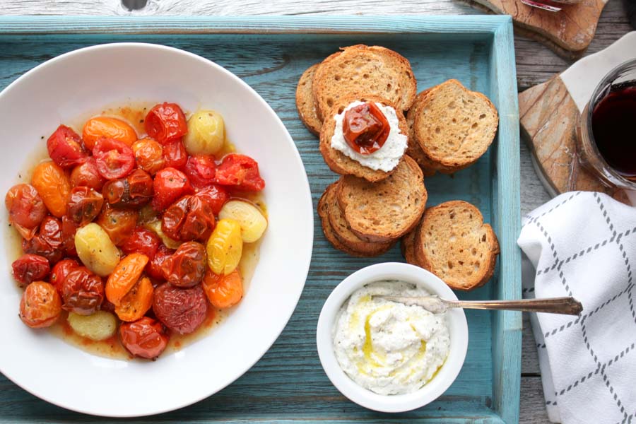 Roasted Tomato Ricotta Crostinis