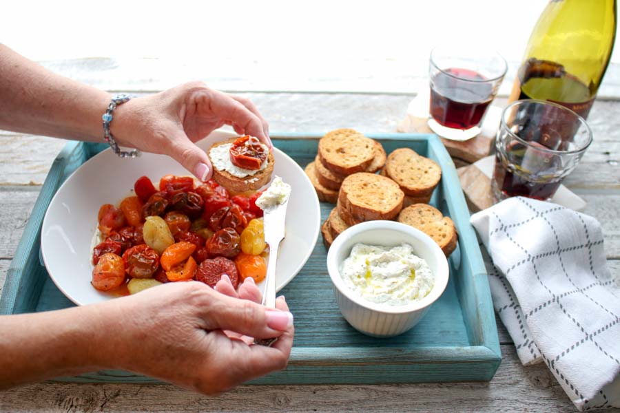 Roasted Tomato Ricotta Crostinis