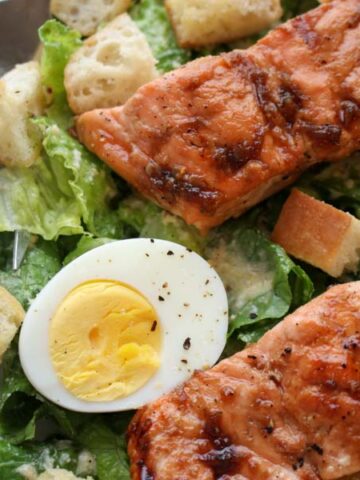 Bourbon Glazed Salmon Cesar Salad