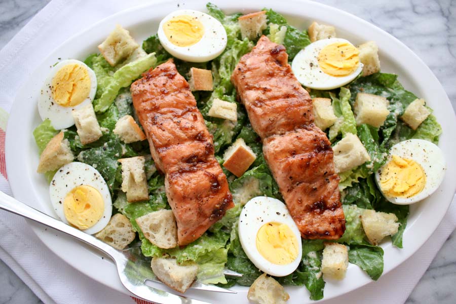 Bourbon Glazed Salmon Cesar Salad