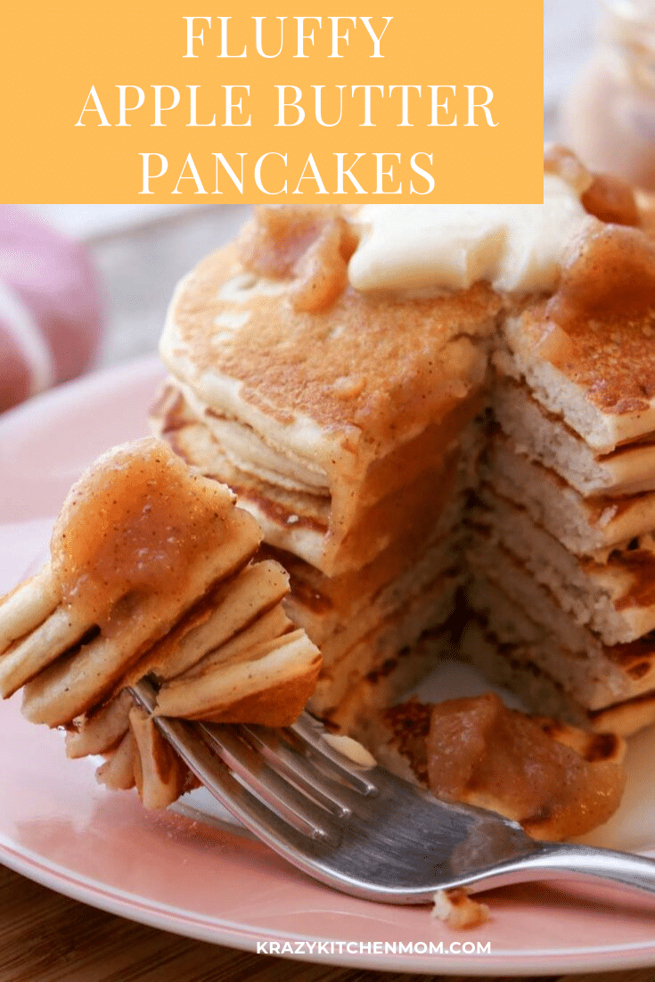 Start your day off right with these amazing Apple Butter Pancakes! Perfectly spiced and airy, they make a delicious breakfast or brunch. via @krazykitchenmom