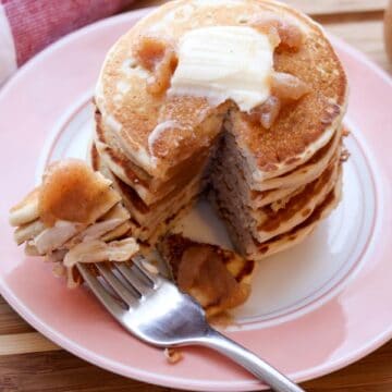 Apple Butter Pancakes with fork