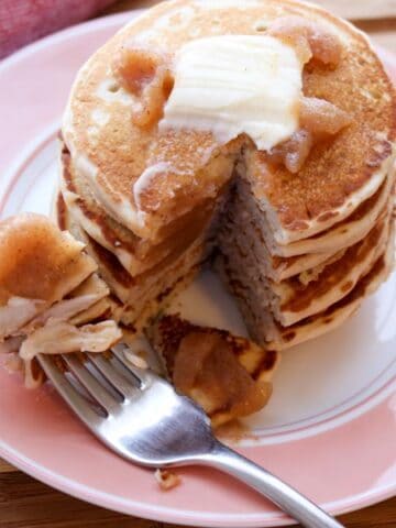 Apple Butter Pancakes with fork