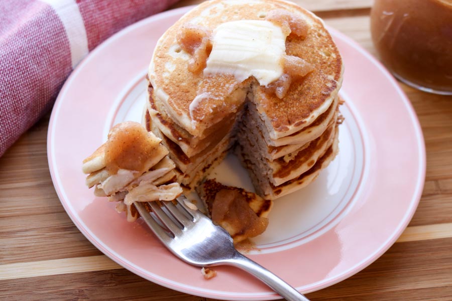 Apple Butter Pancakes with fork