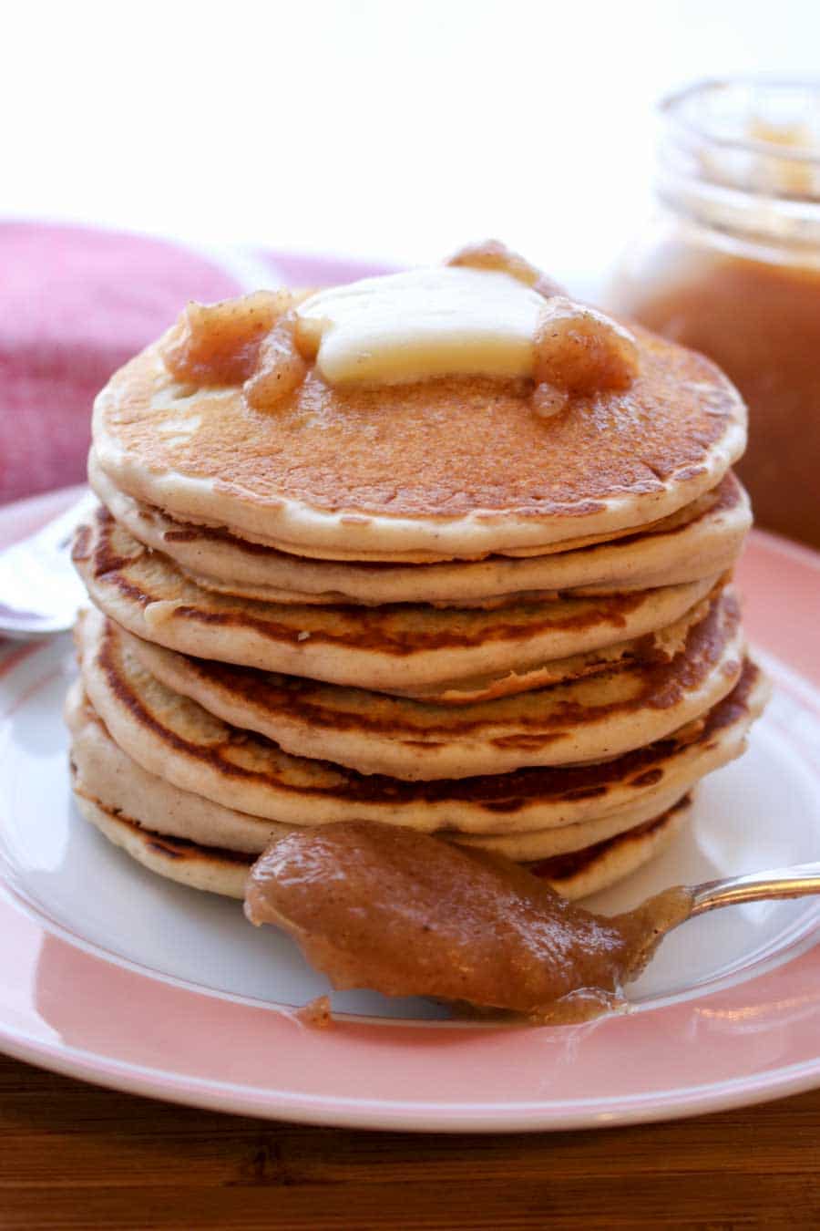 apple butter pancake stack