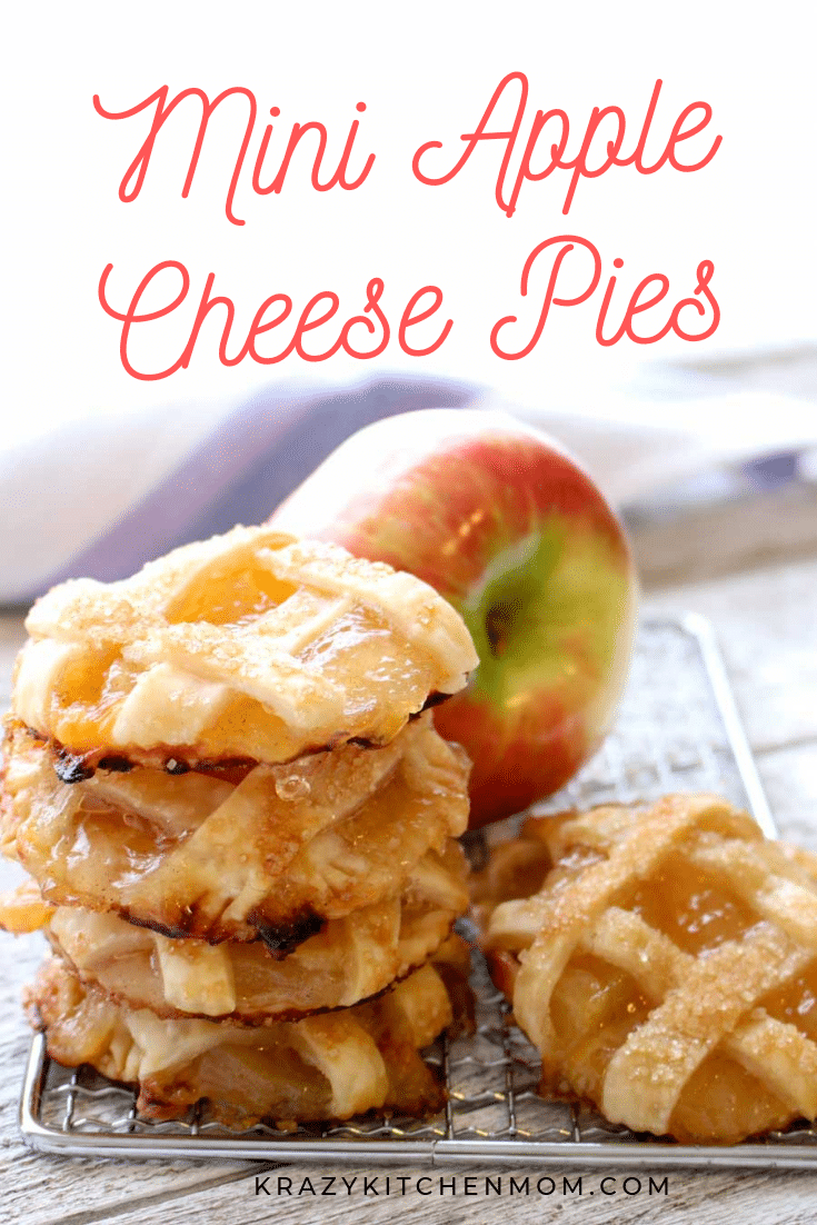 Mini Apple Cheddar Pies are small hand pies that are made with a sweet apple pie filling and a sharp salty cheddar cheese.   via @krazykitchenmom