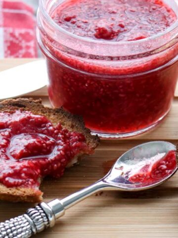 three ingredient raspberry jam