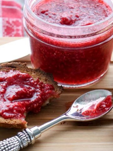 three ingredient raspberry jam