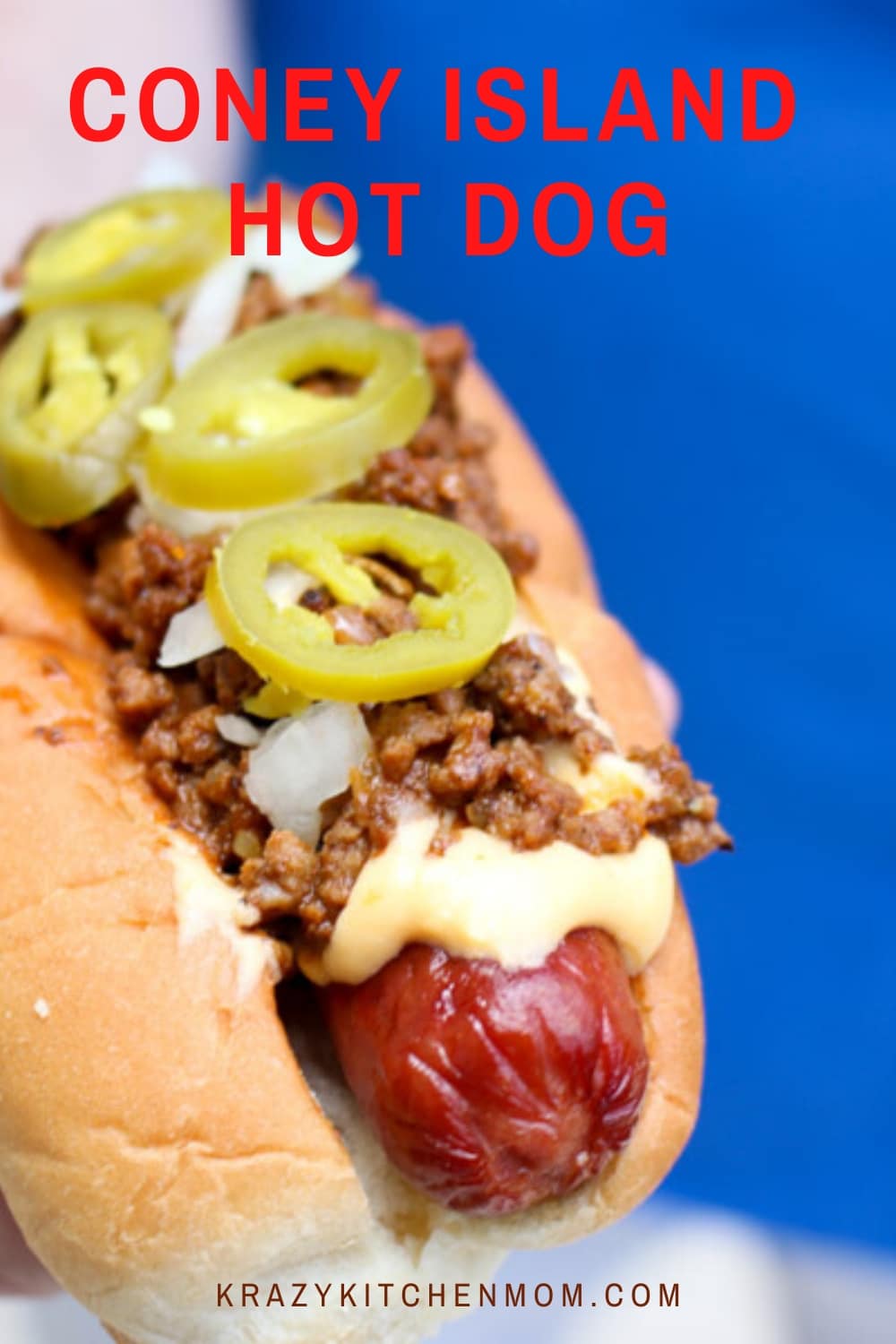 The Classic Coney Island Hot Dog is a snappy hot dog with a beanless chili sauce and onions. We serve ours with a homemade cheese sauce. via @krazykitchenmom