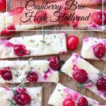 Three Cheese Cranberry Flatbread sliced on a tray